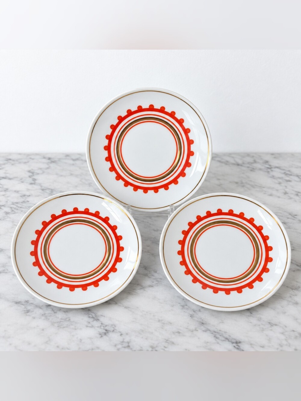 Vintage USSR Borislav Porcelain Red Apple Plates Set of 3 1964-74